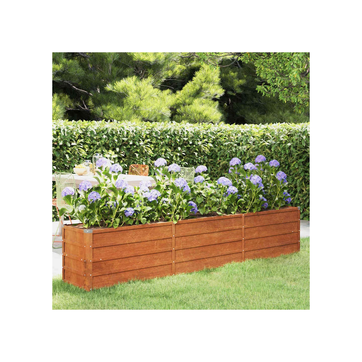 Lit surélevé de jardin rouillé 240x40x45 cm acier corten