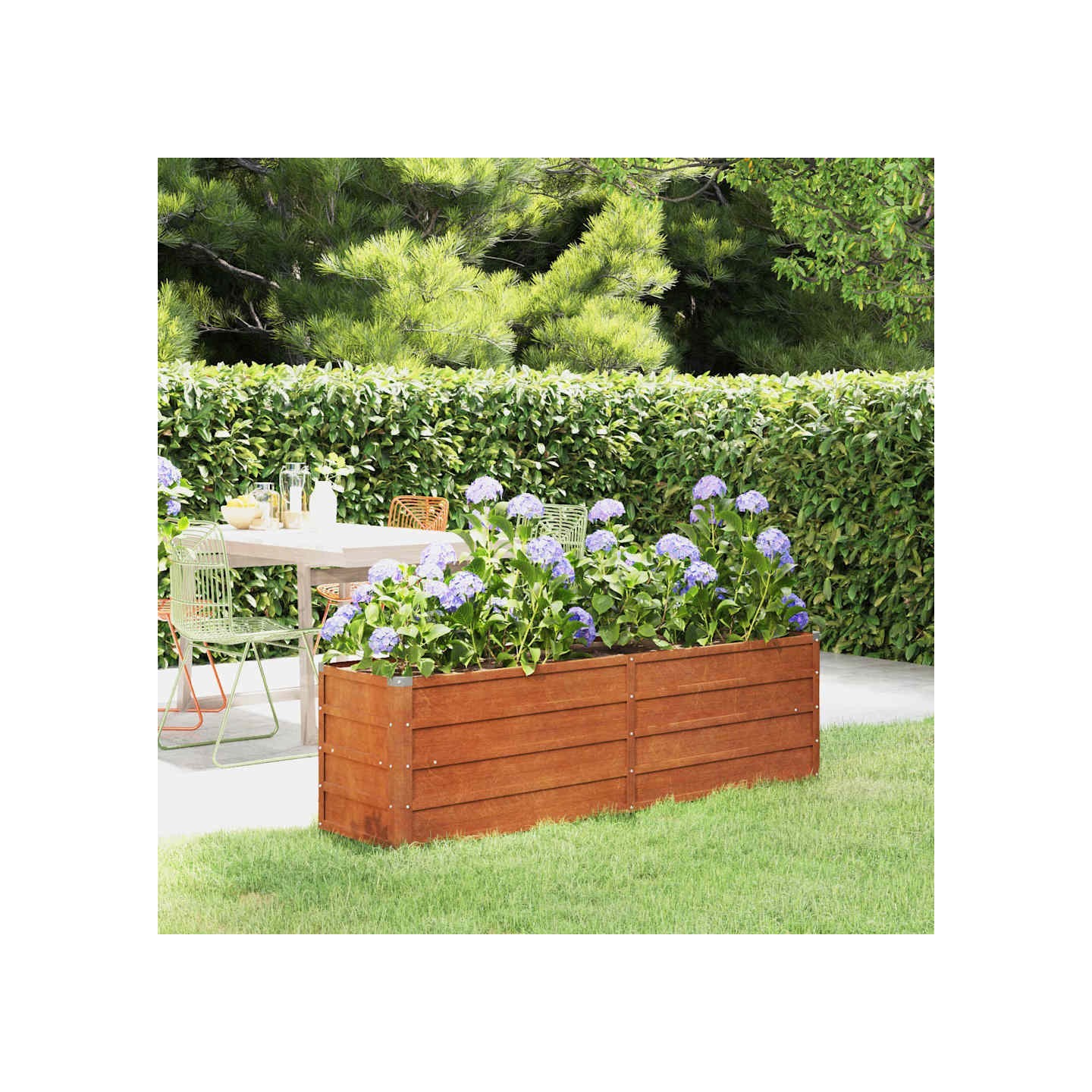 Lit surélevé de jardin rouillé 160x40x45 cm acier corten