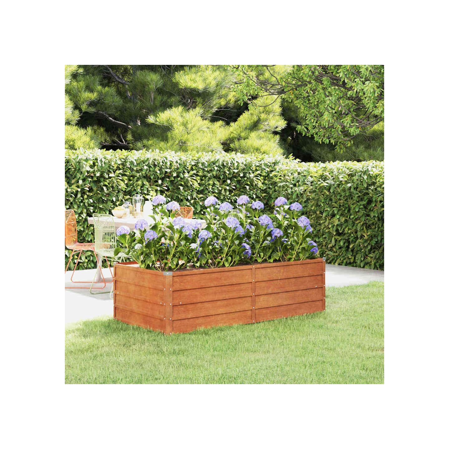 Lit surélevé de jardin rouillé 160x80x45 cm acier corten