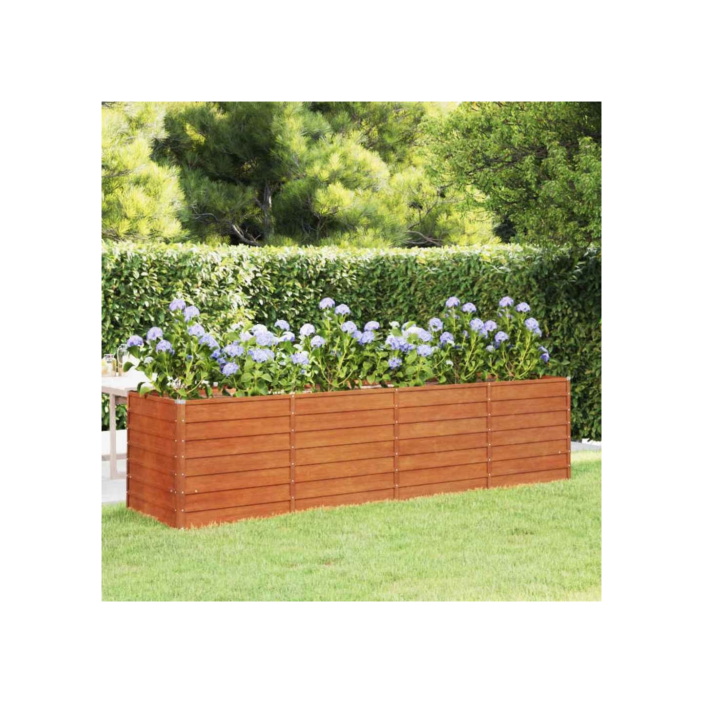 Lit surélevé de jardin rouillé 320x80x77 cm acier corten