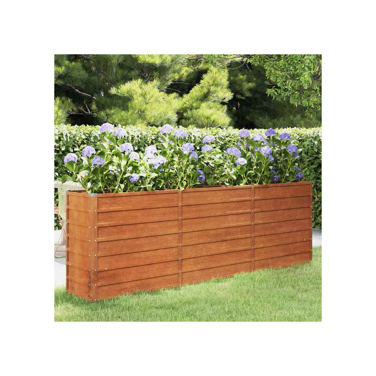 Lit surélevé de jardin rouillé 240x40x77 cm acier corten