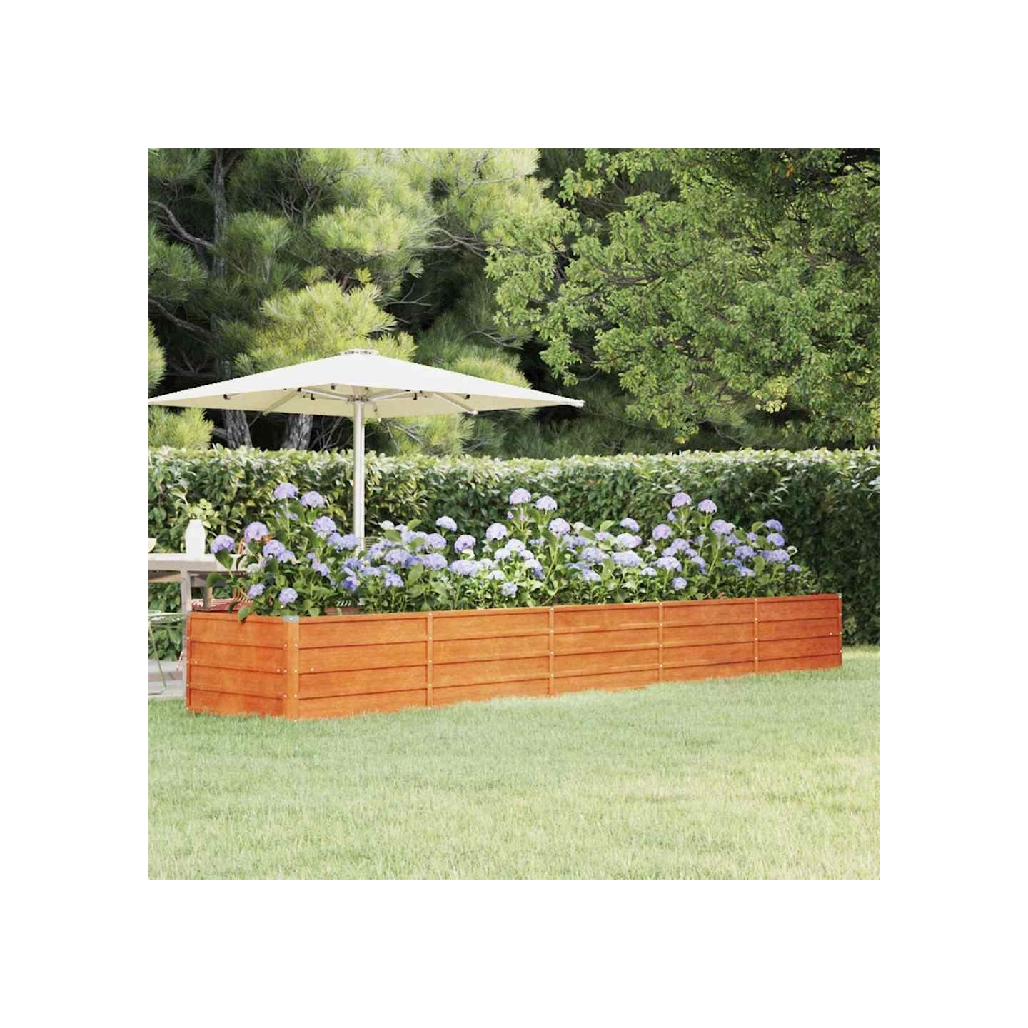 Lit surélevé de jardin rouillé 400x80x45 cm acier corten