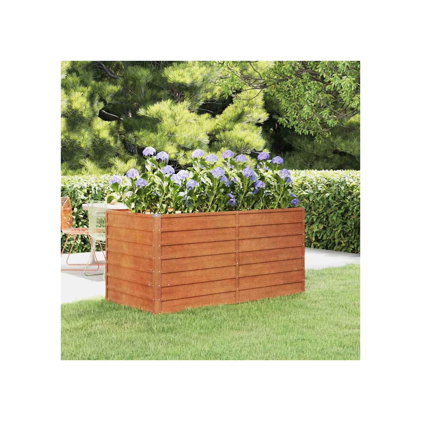 Lit surélevé de jardin rouillé 160x80x77 cm acier corten