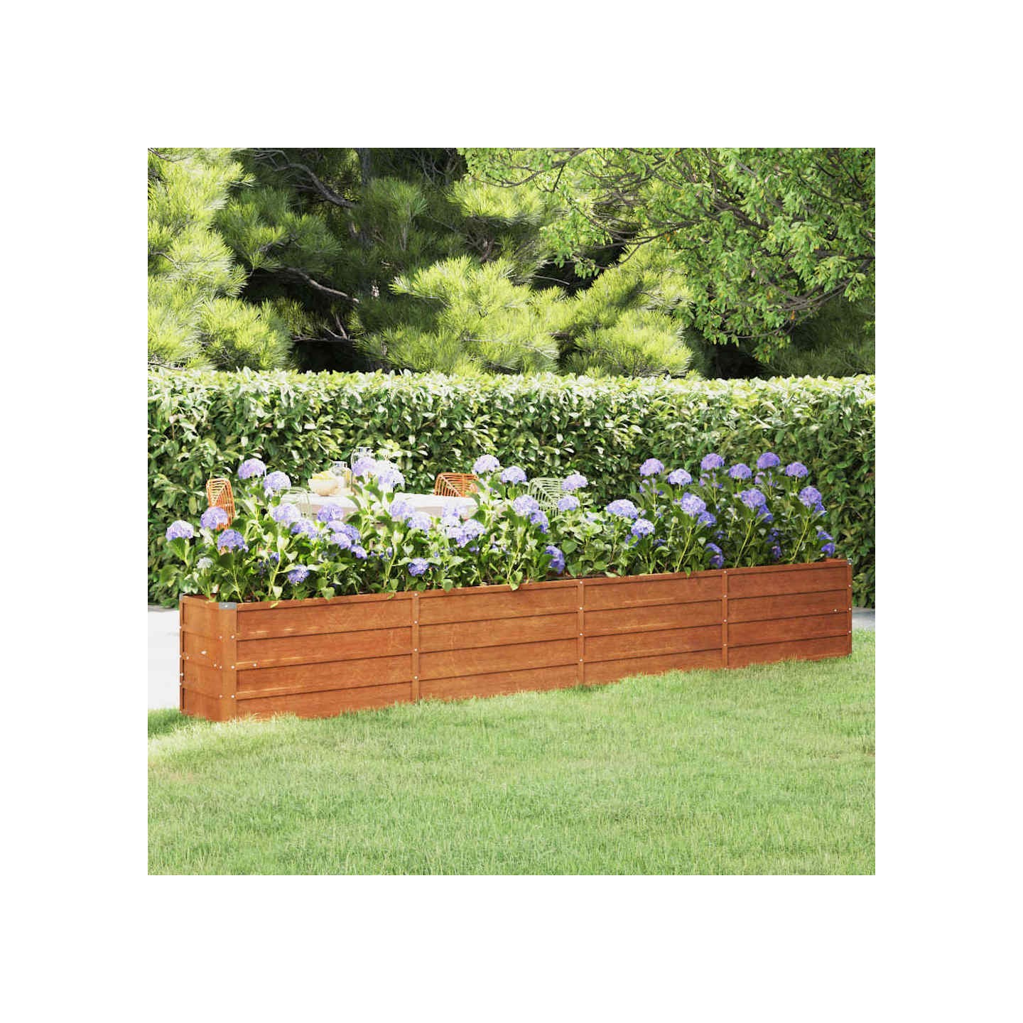 Lit surélevé de jardin rouillé 320x40x45 cm acier corten