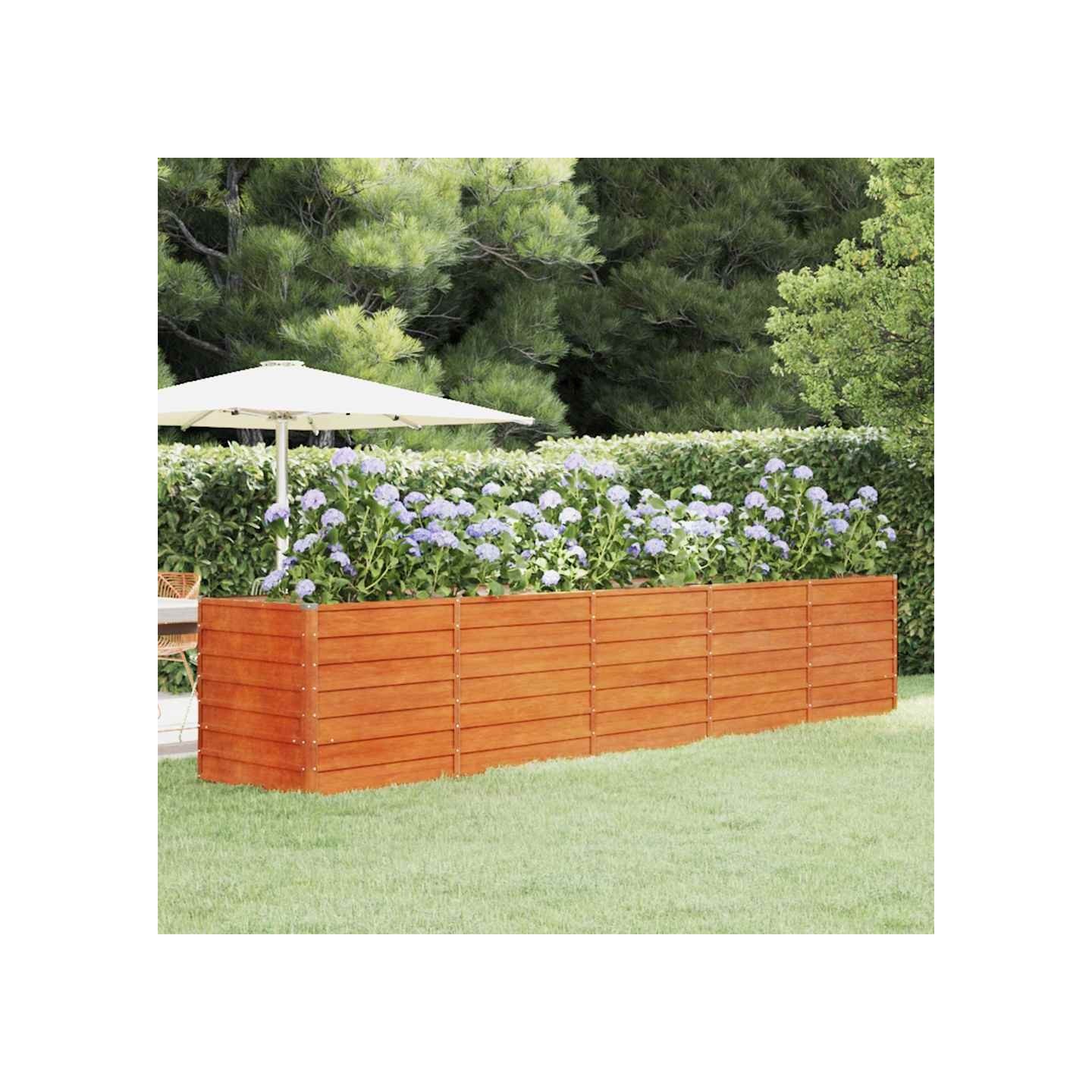 Lit surélevé de jardin rouillé 400x80x77 cm acier corten