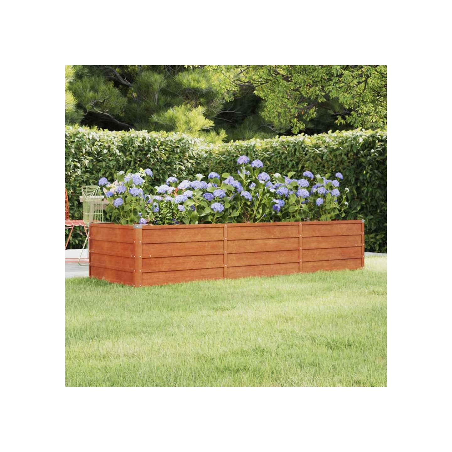 Lit surélevé de jardin rouillé 240x80x45 cm acier corten