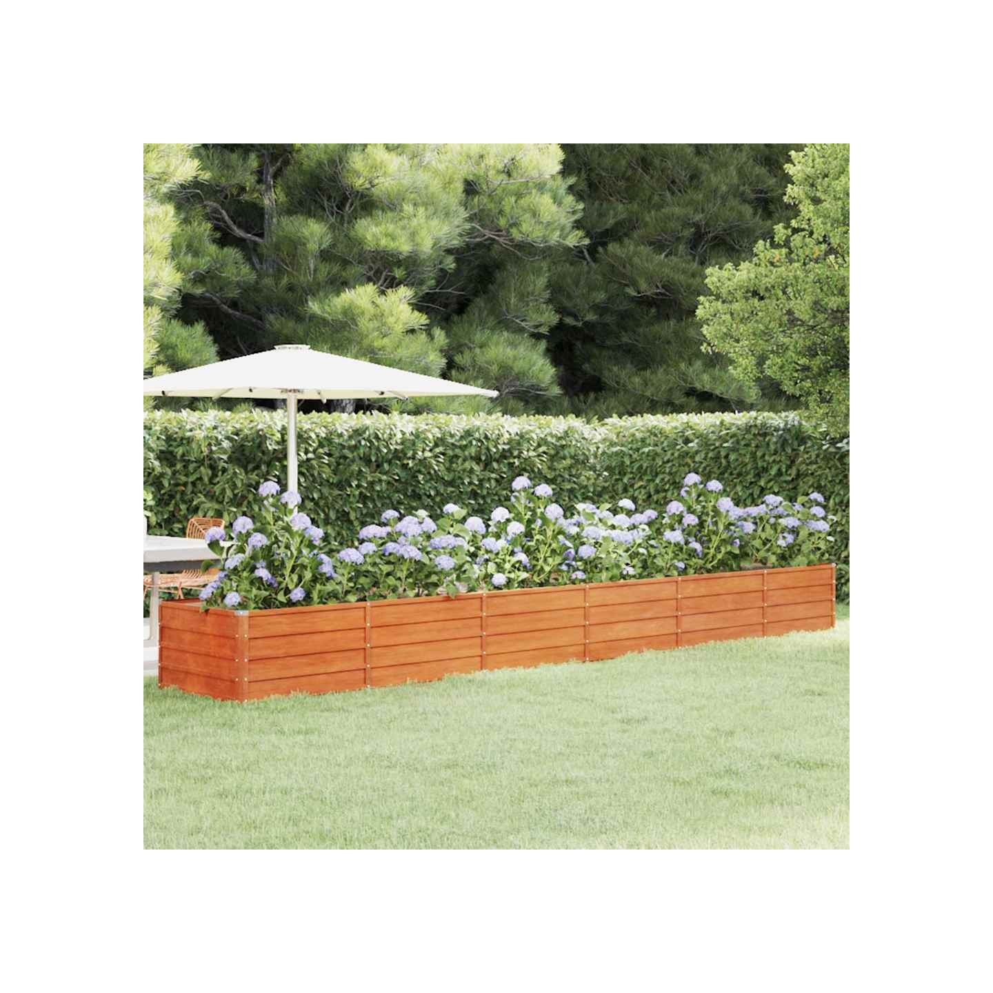 Lit surélevé de jardin rouillé 480x80x45 cm acier corten