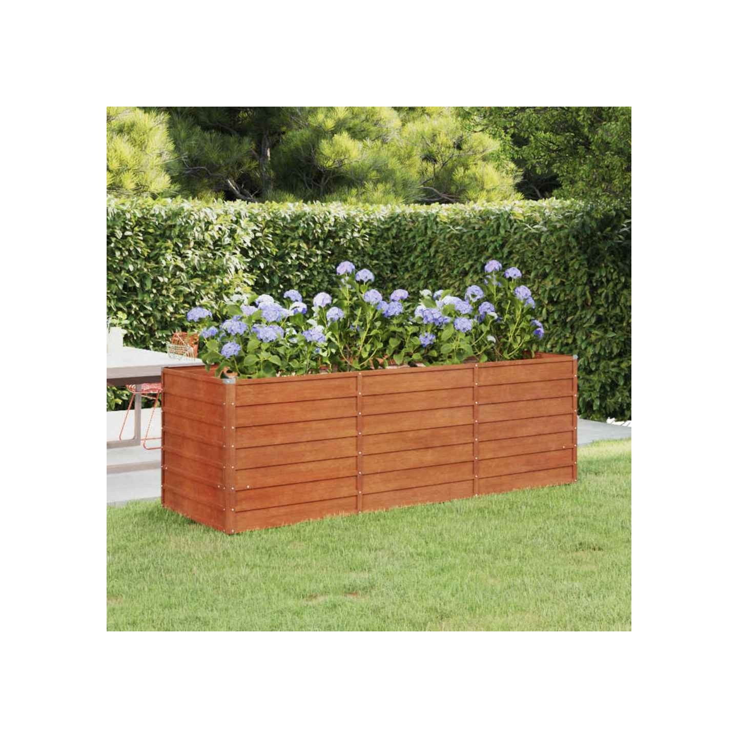 Lit surélevé de jardin rouillé 240x80x77 cm acier corten