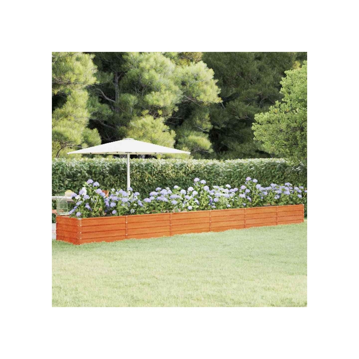 Lit surélevé de jardin rouillé 600x80x45 cm acier corten