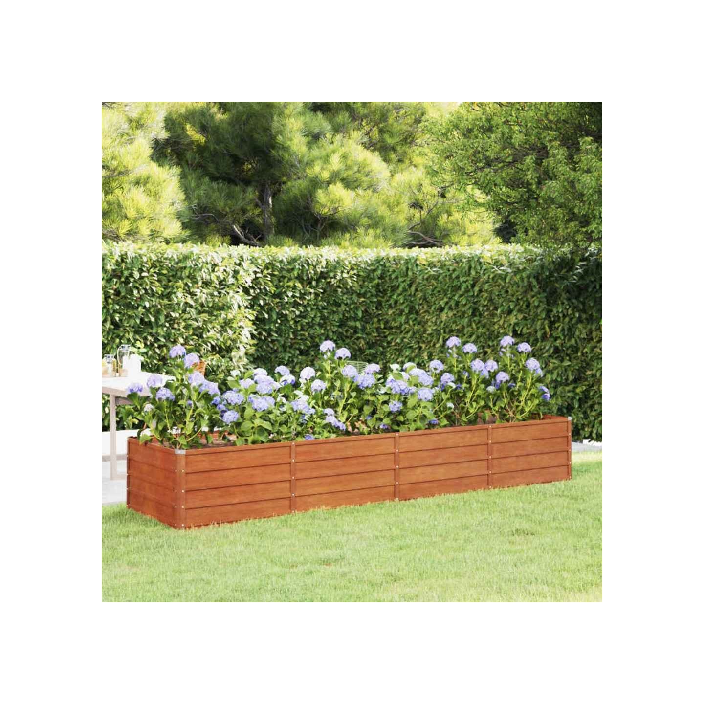 Lit surélevé de jardin rouillé 320x80x45 cm acier corten