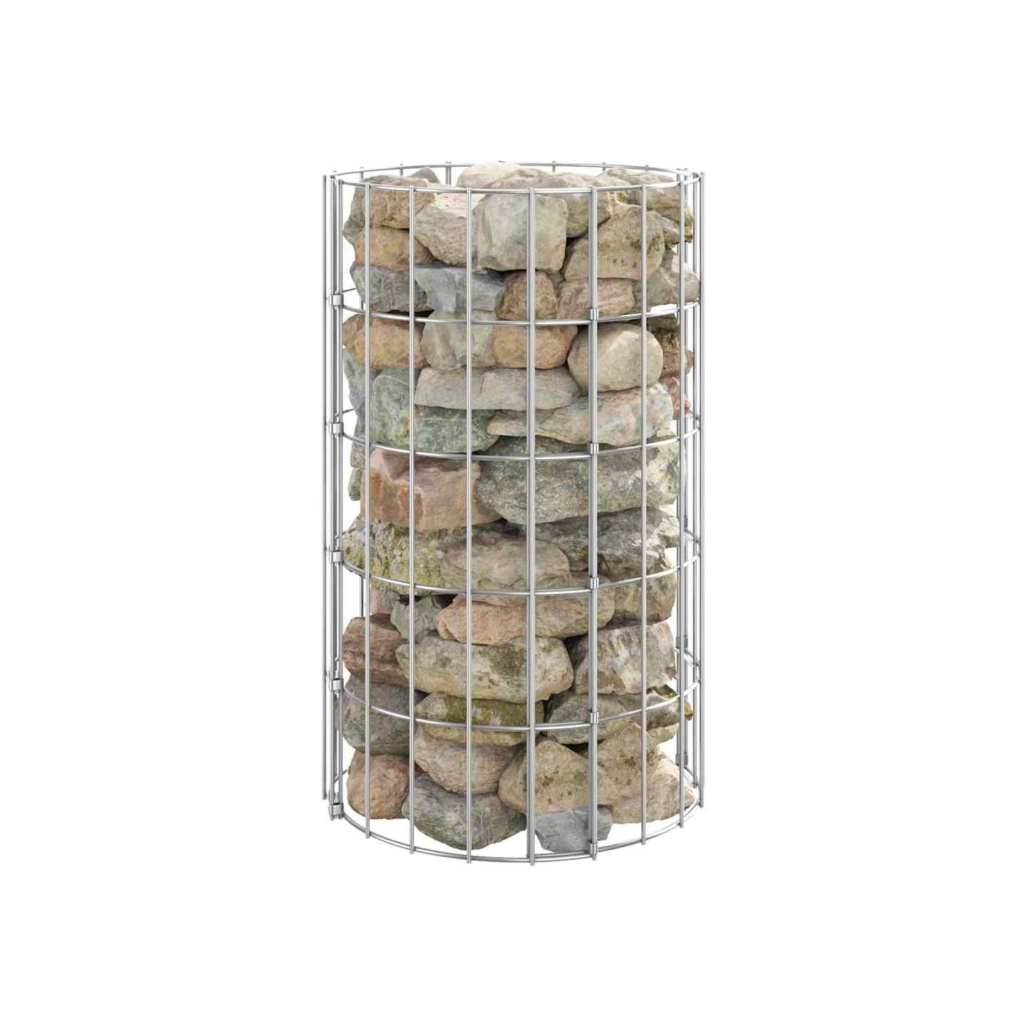 Poteau à gabion circulaire Acier galvanisé Ø30x50 cm