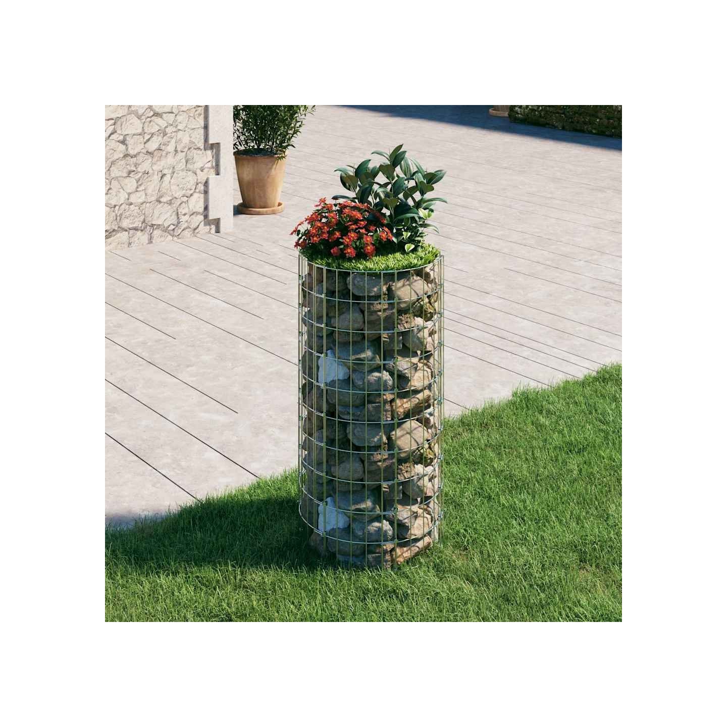 Poteau à gabion circulaire Acier galvanisé Ø50x100 cm