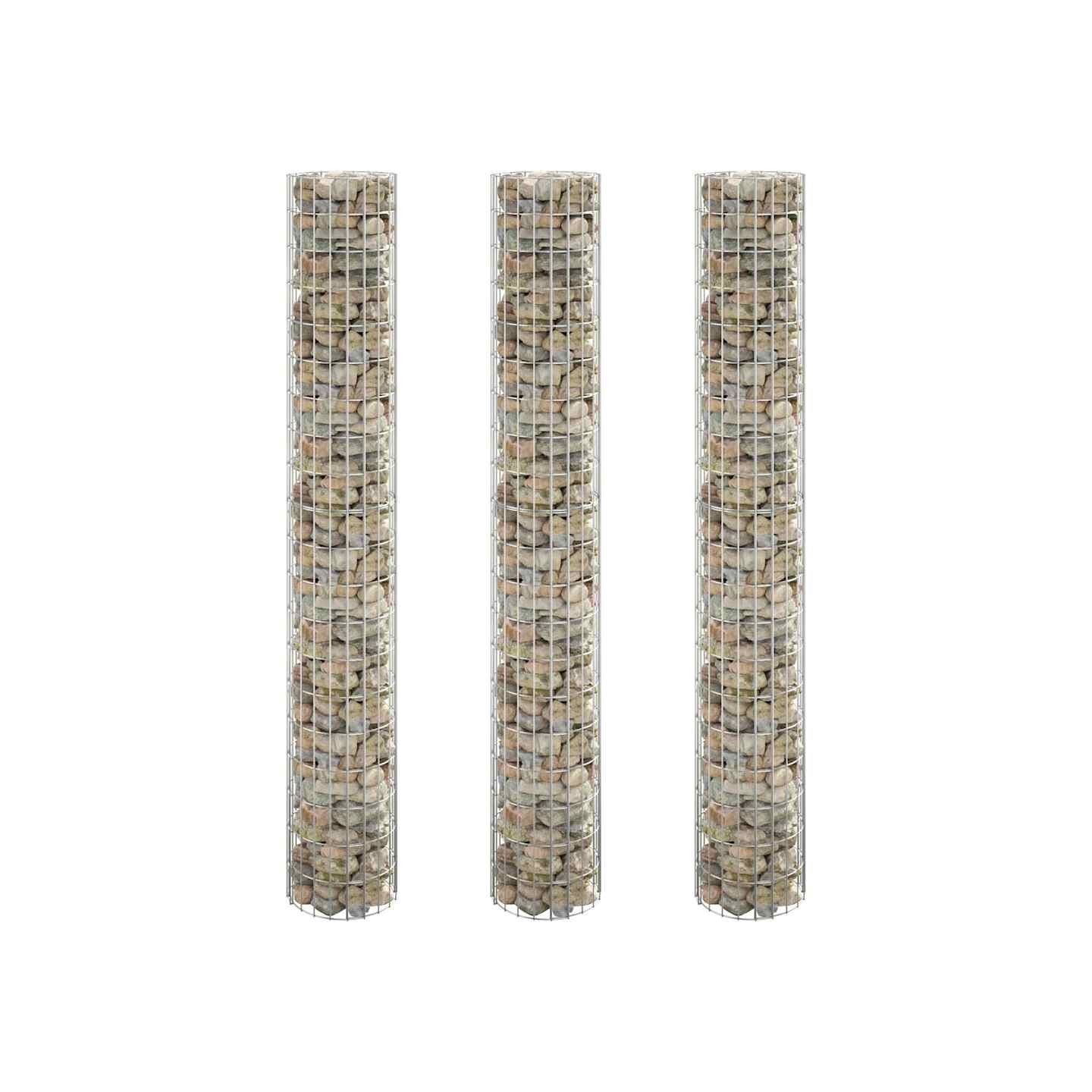 Lit surélevé à gabion circulaire 3pcs Acier galvanisé Ø30x200cm