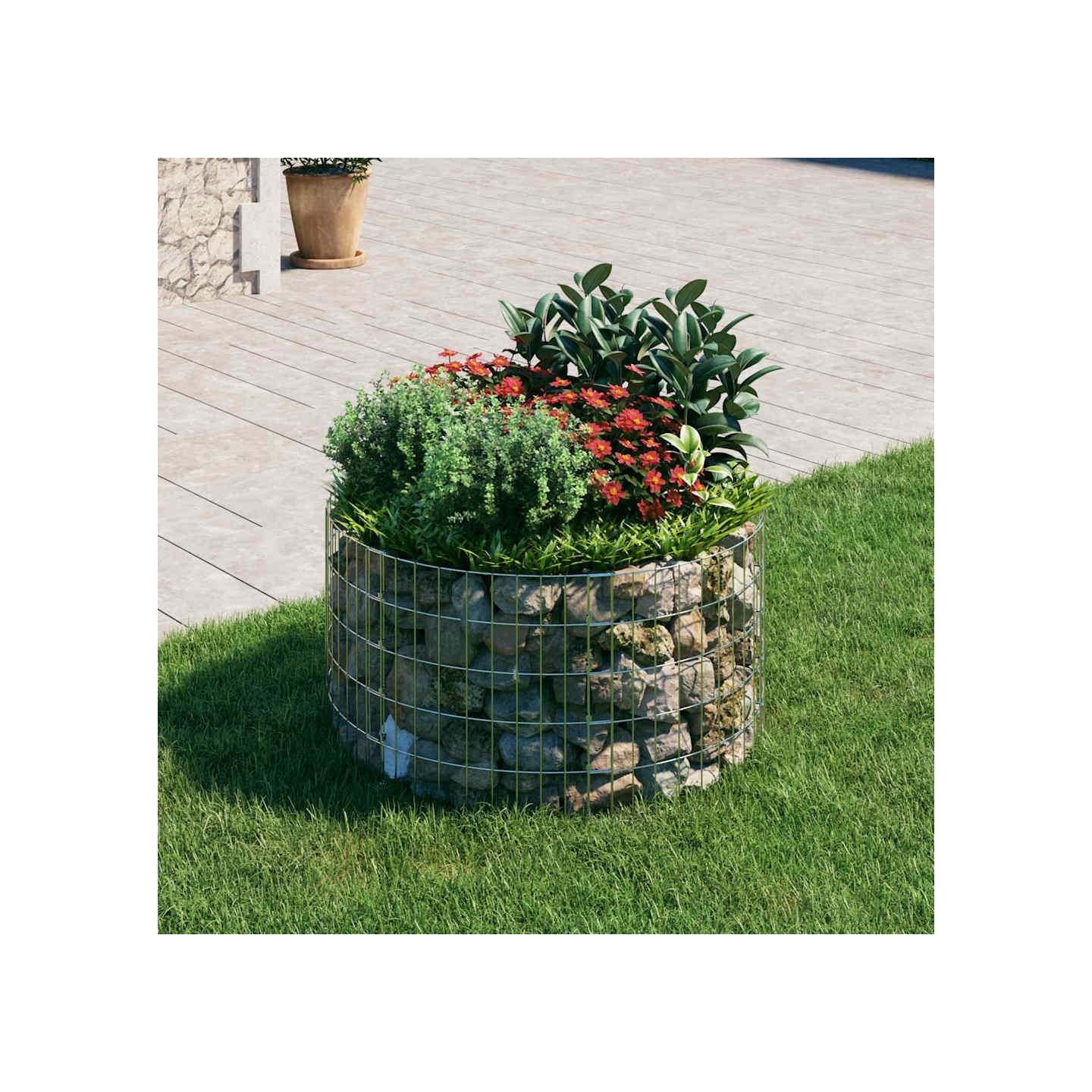 Poteau à gabion circulaire Acier galvanisé Ø100x50 cm