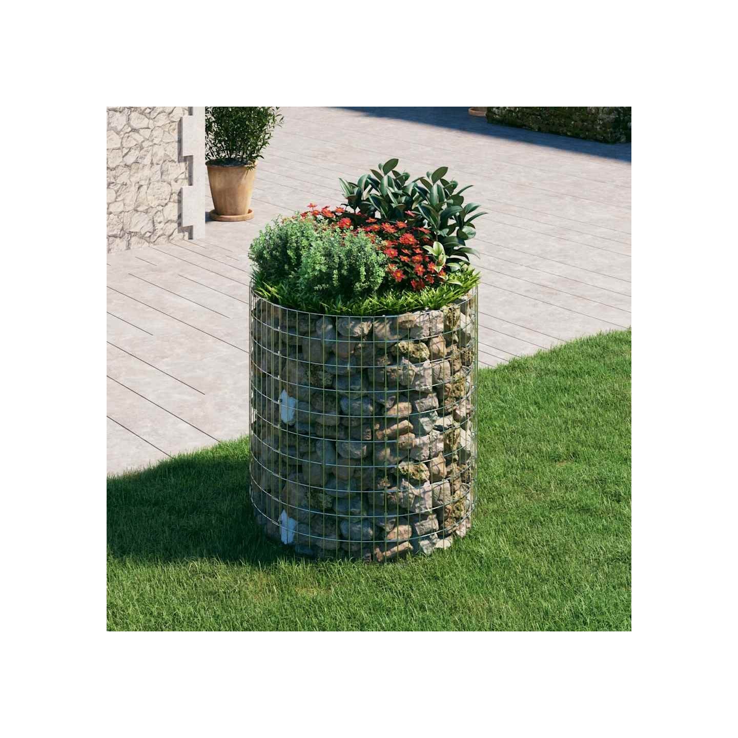 Poteau à gabion circulaire Acier galvanisé Ø100x100 cm