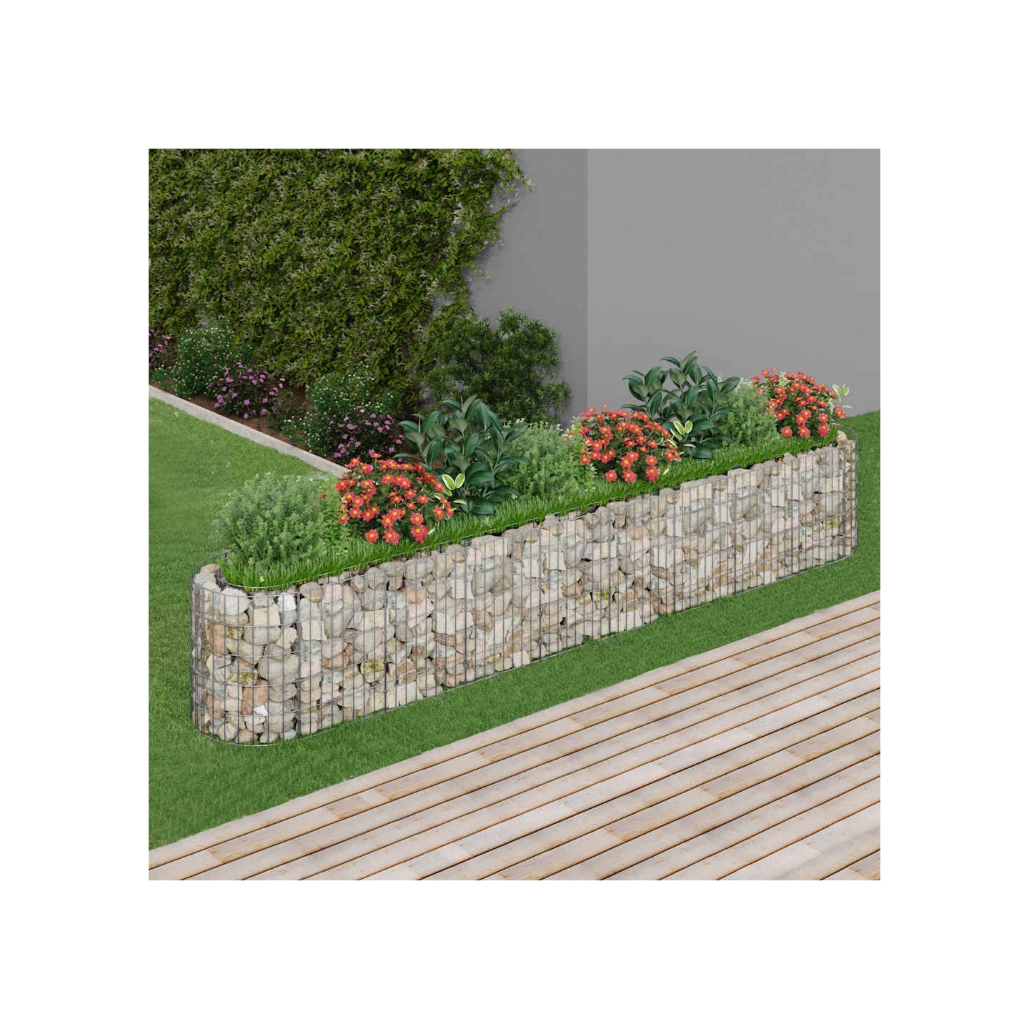 Lit surélevé à gabion Fer galvanisé 330x50x50 cm