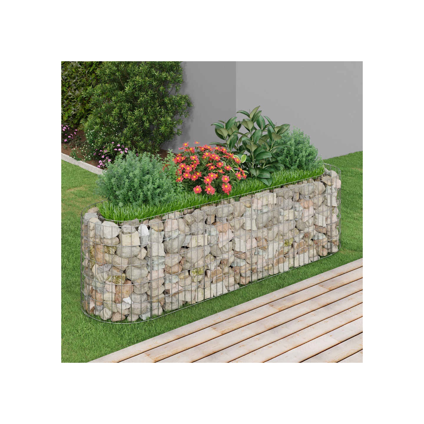 Lit surélevé à gabion Fer galvanisé 190x50x50 cm