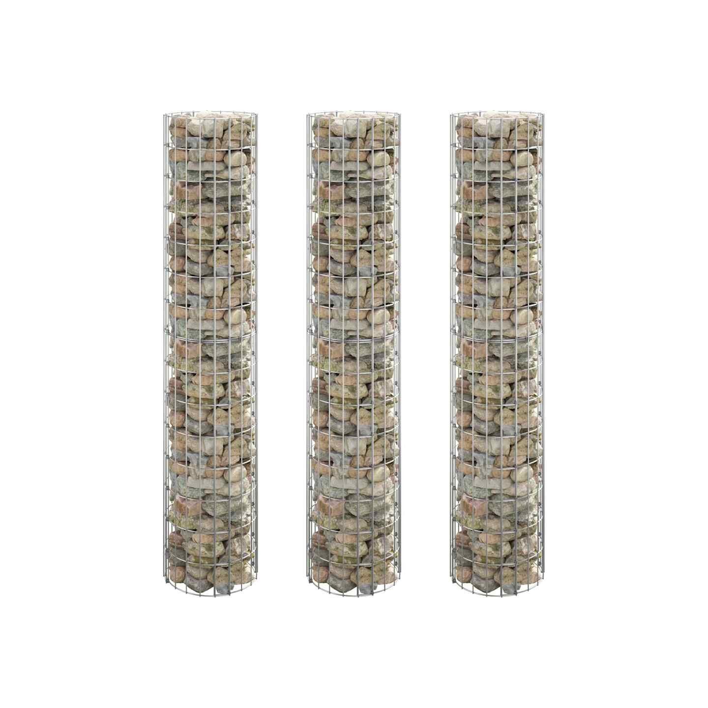 Lit surélevé à gabion circulaire 3pcs Acier galvanisé Ø30x150cm