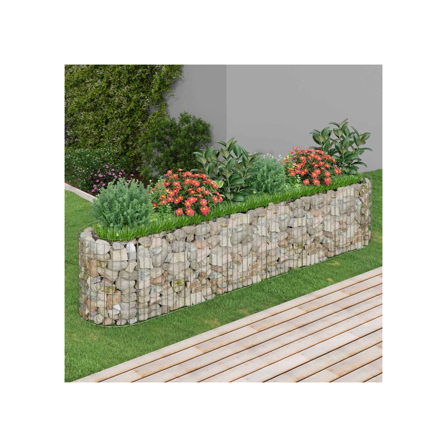 Lit surélevé à gabion Fer galvanisé 260x50x50 cm