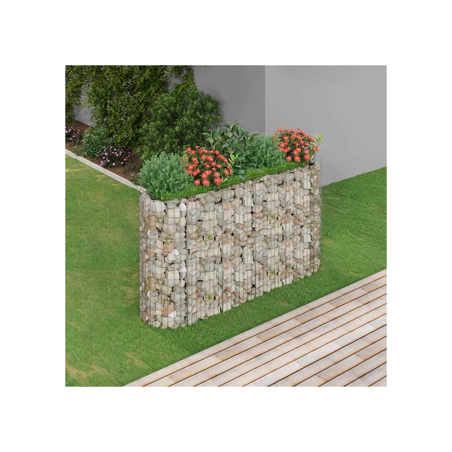 Lit surélevé à gabion Fer galvanisé 190x50x100 cm
