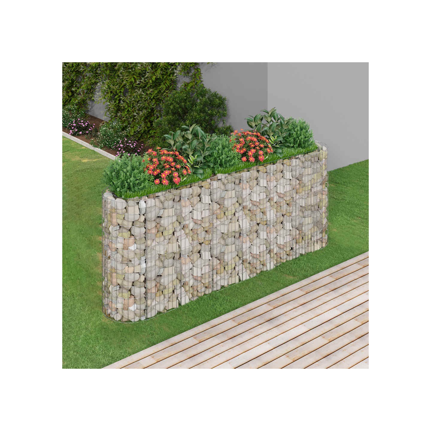 Lit surélevé à gabion Fer galvanisé 260x50x100 cm