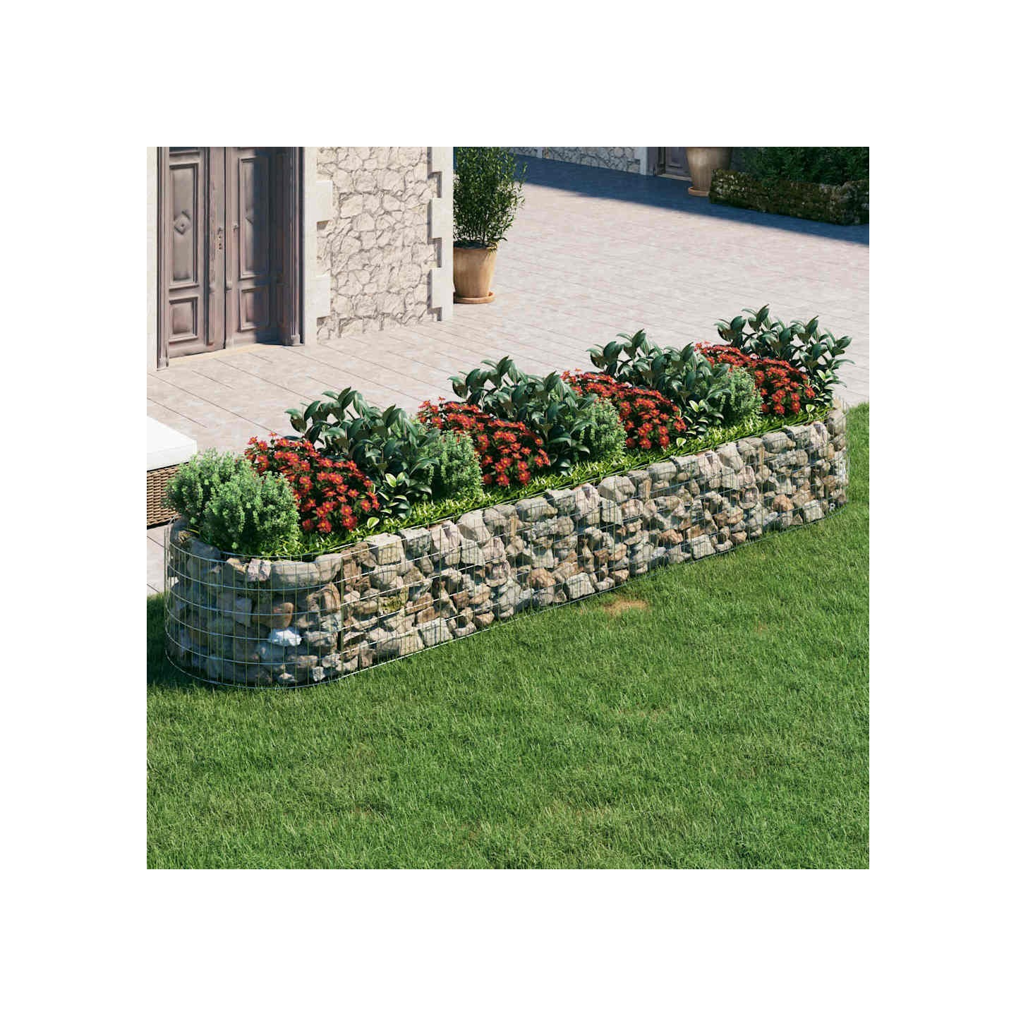 Lit surélevé à gabion Fer galvanisé 400x100x50 cm