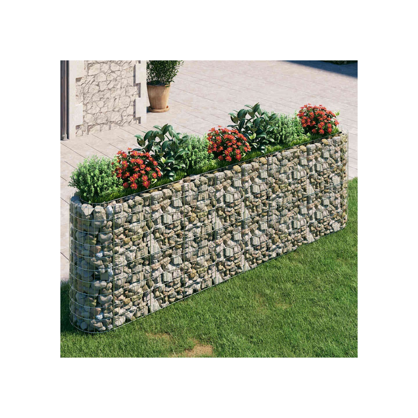 Lit surélevé à gabion Fer galvanisé 330x50x100 cm