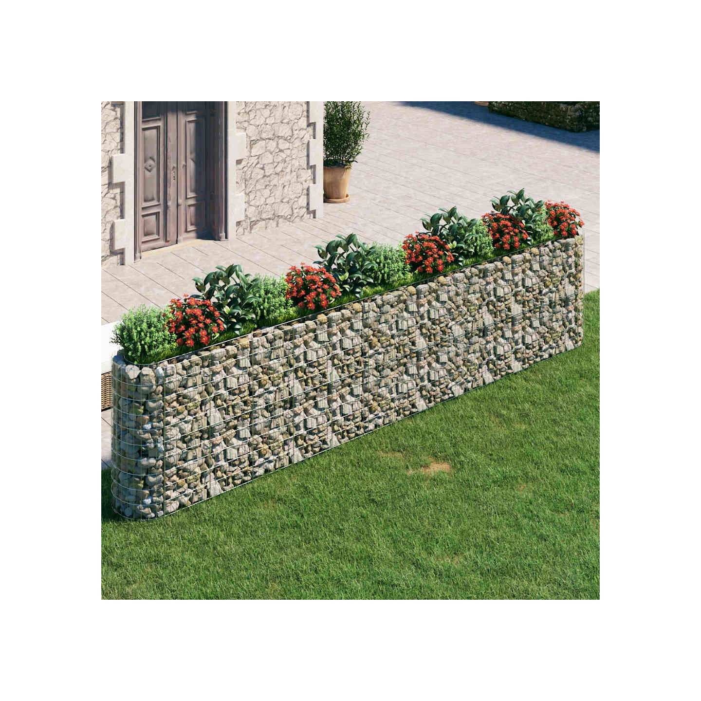 Lit surélevé à gabion Fer galvanisé 470x50x100 cm