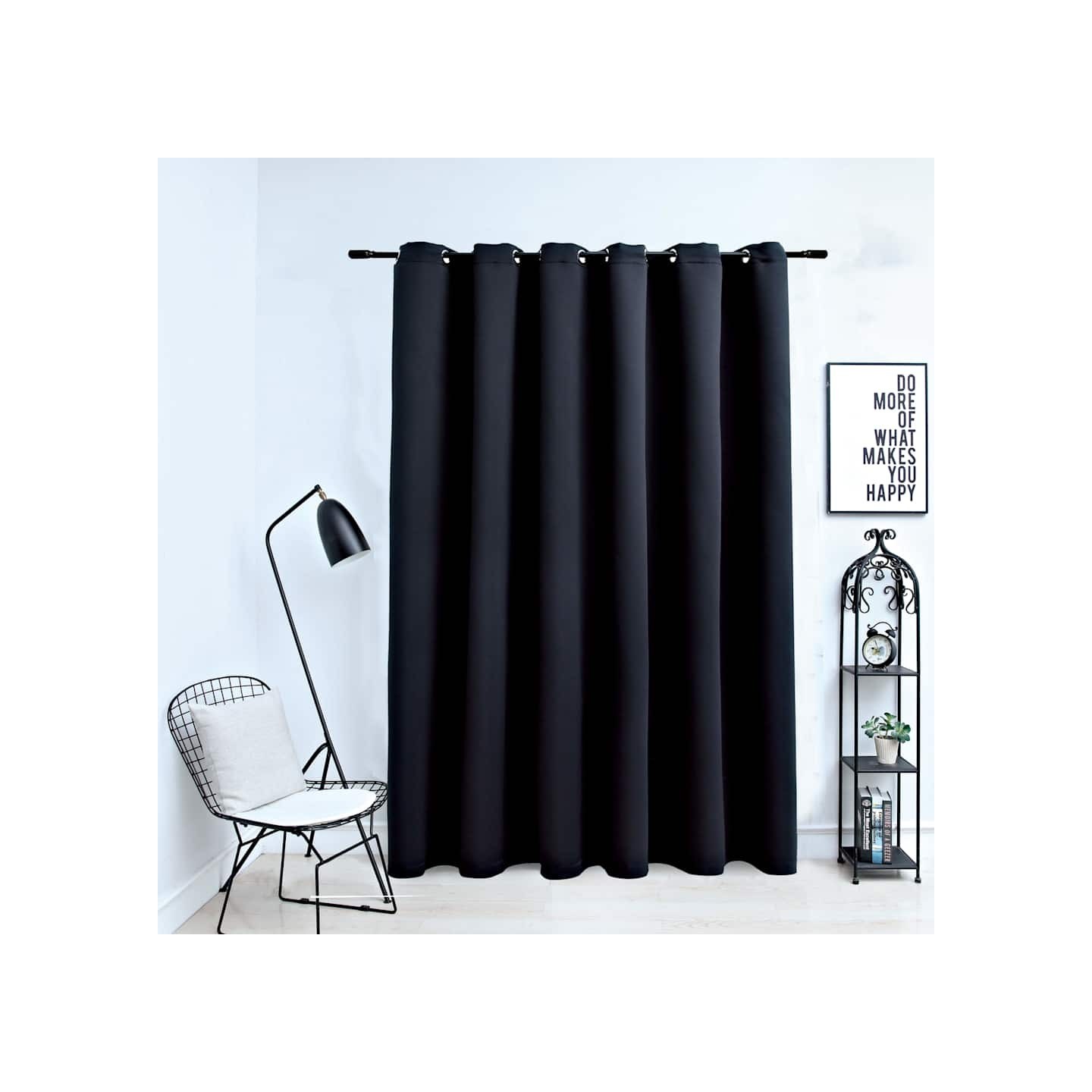 Rideau occultant avec anneaux en métal Noir 290x245 cm
