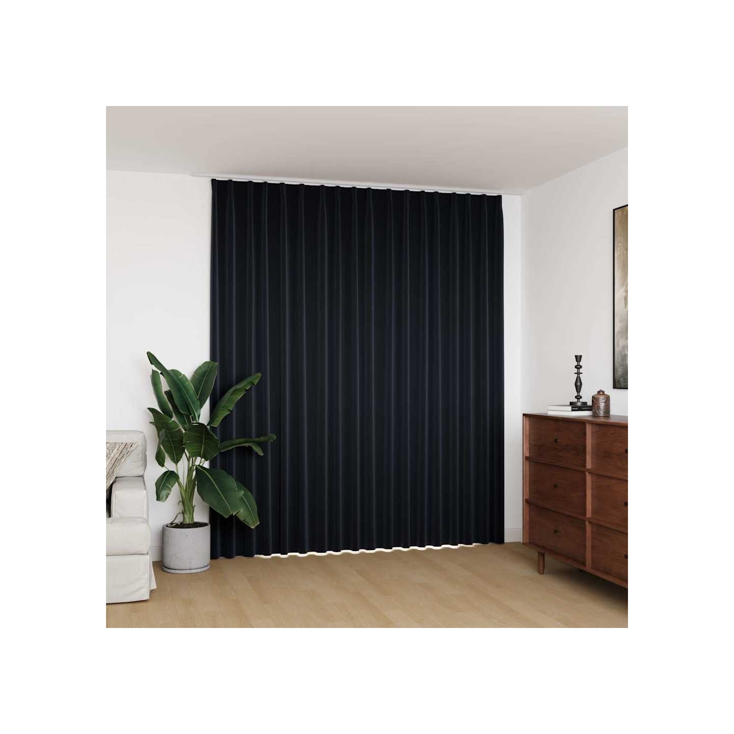 Rideau occultant avec crochets Noir 290x245 cm