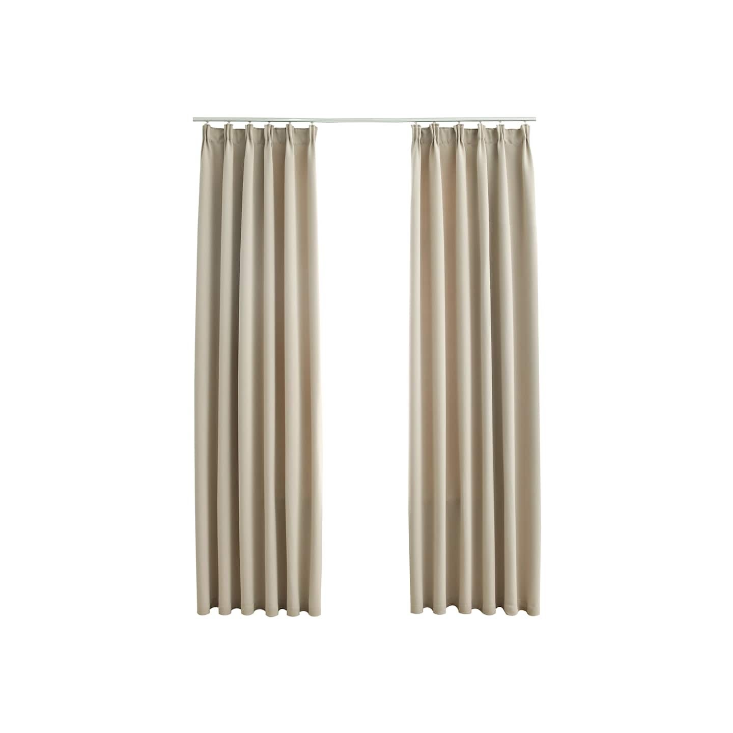 Rideaux occultants avec crochets 2 pcs Beige 140x225 cm