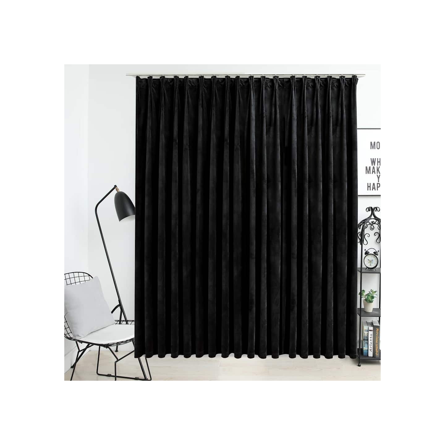 Rideau occultant avec crochets Velours Noir 290x245 cm