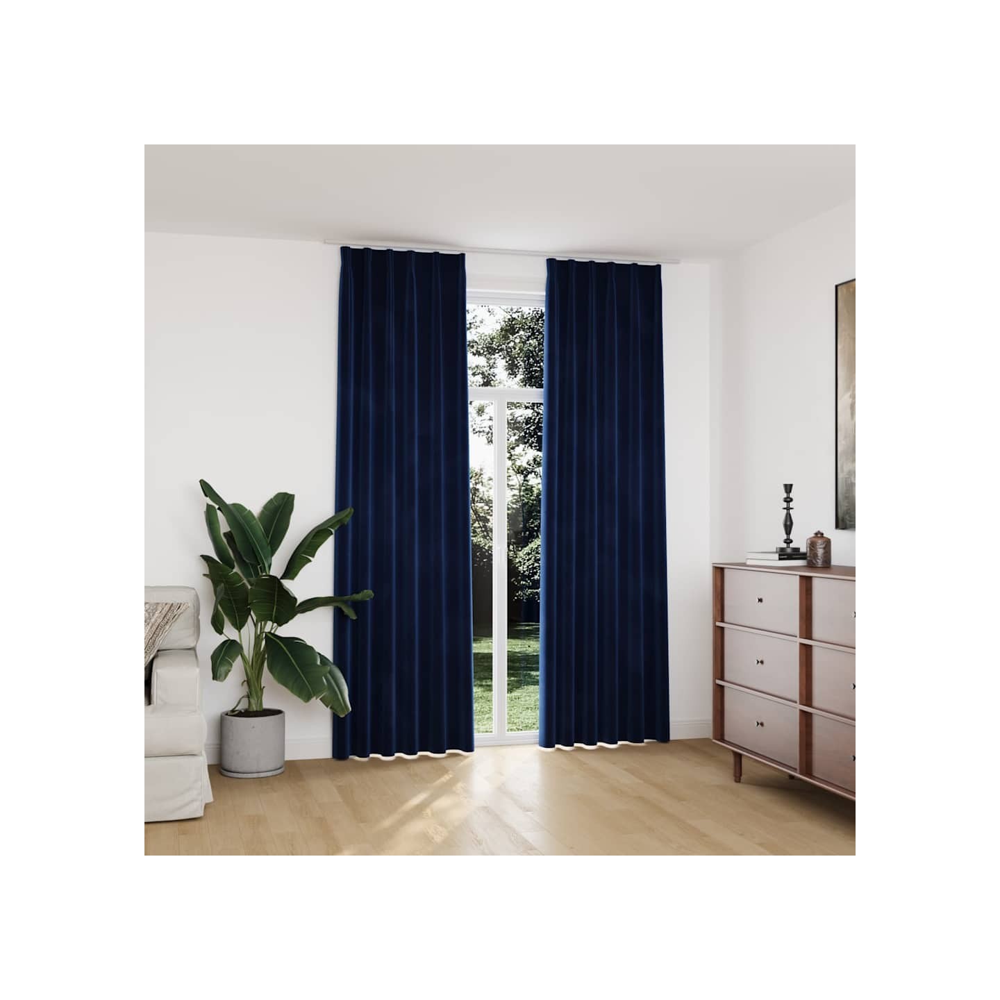 Rideaux occultants et crochet 2pcs Velours Bleu foncé 140x245cm