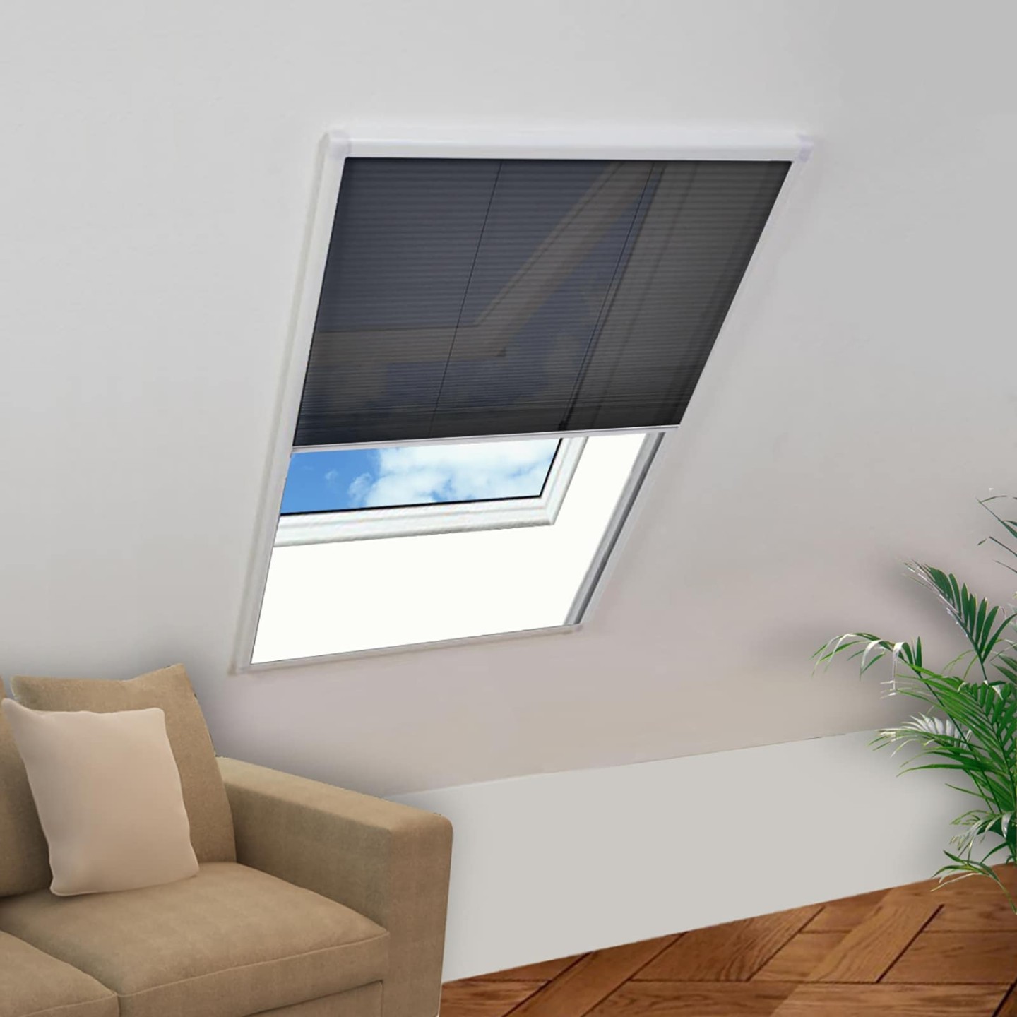Moustiquaire plissée pour fenêtre Aluminium 80 x 120 cm