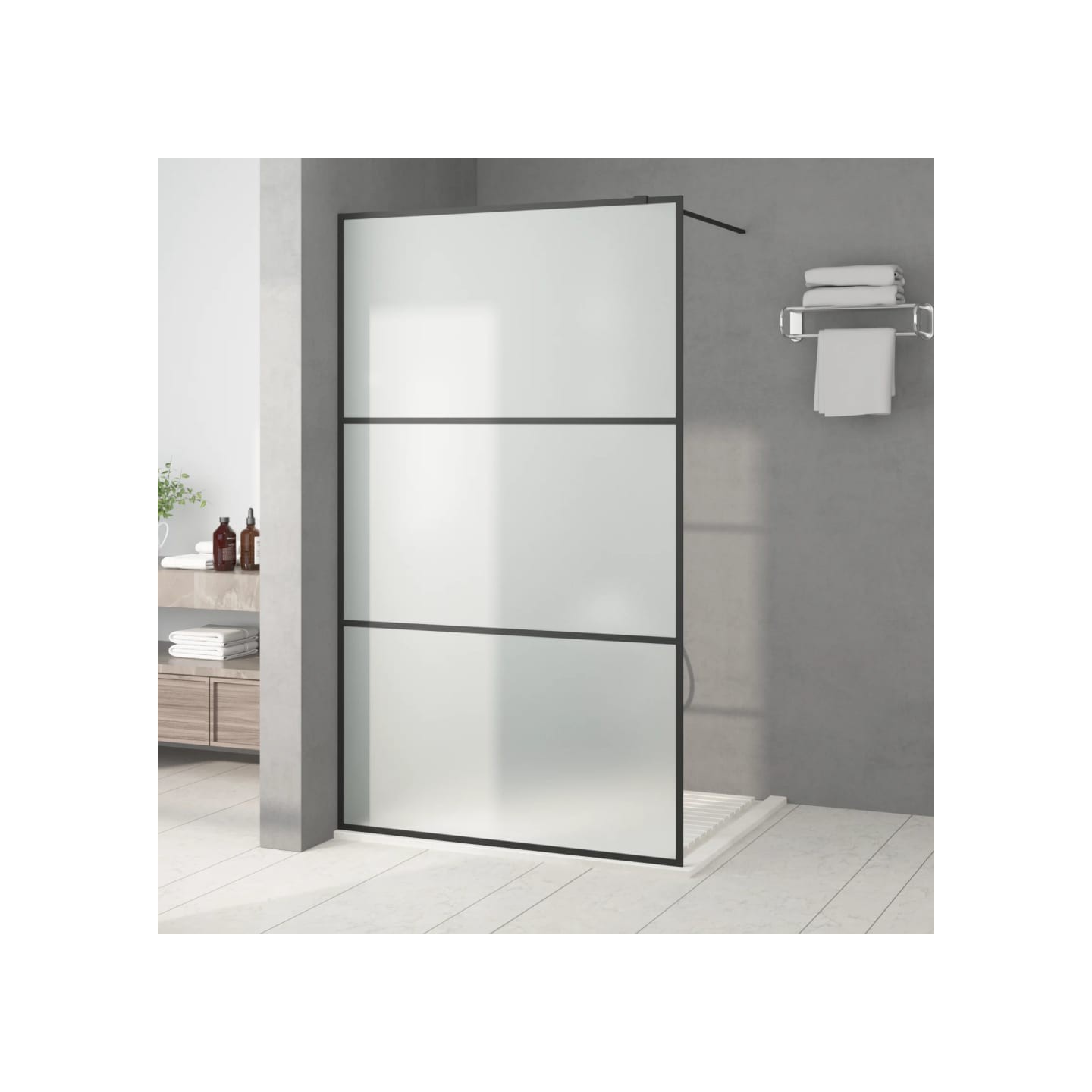 Paroi de douche Noir 115x195 cm Verre ESG dépoli