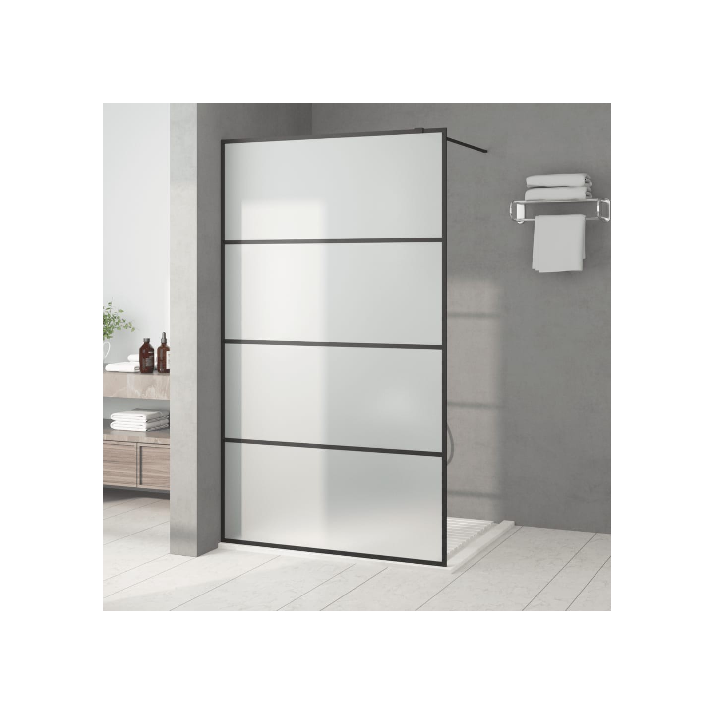 Paroi de douche Noir 115x195 cm Verre ESG dépoli