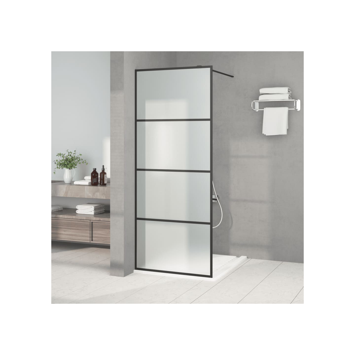 Paroi de douche Noir 80x195 cm Verre ESG dépoli