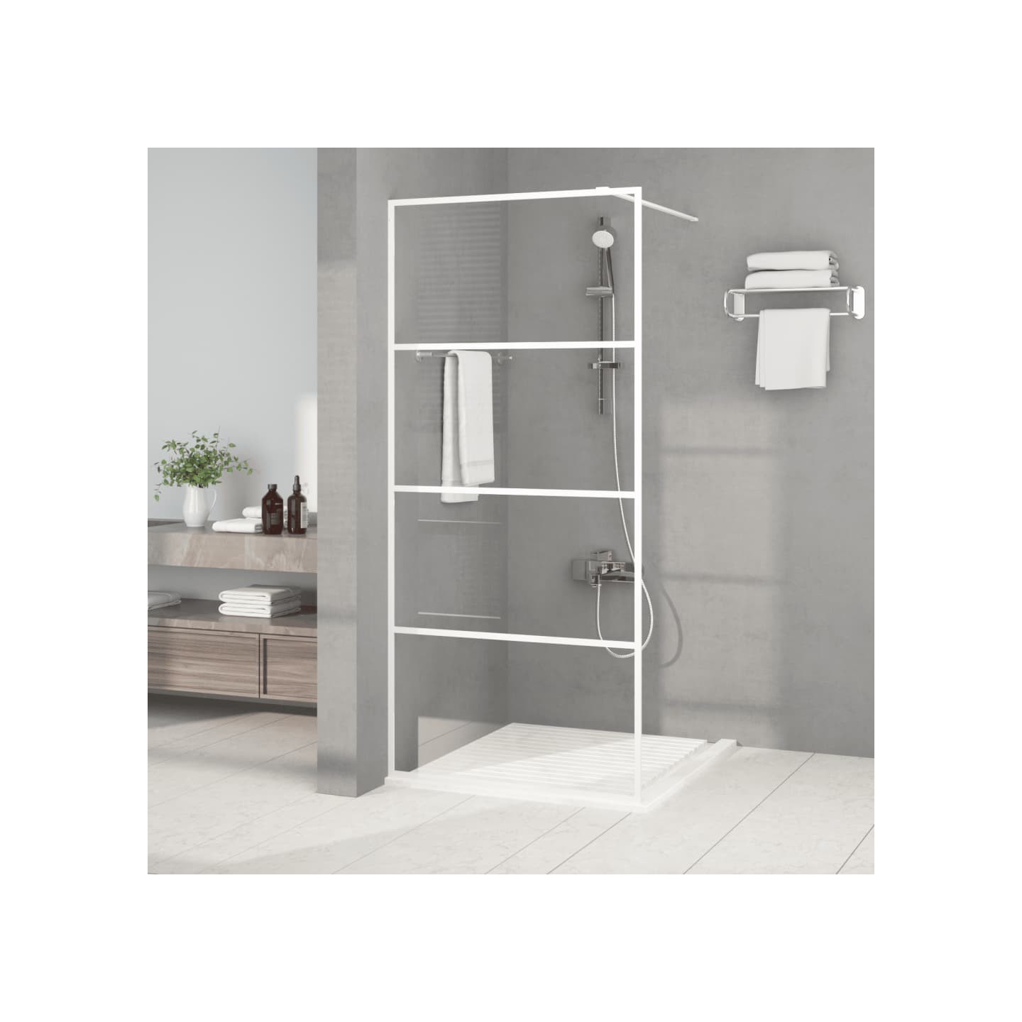 Paroi de douche Blanc 90x195 cm Verre ESG transparent