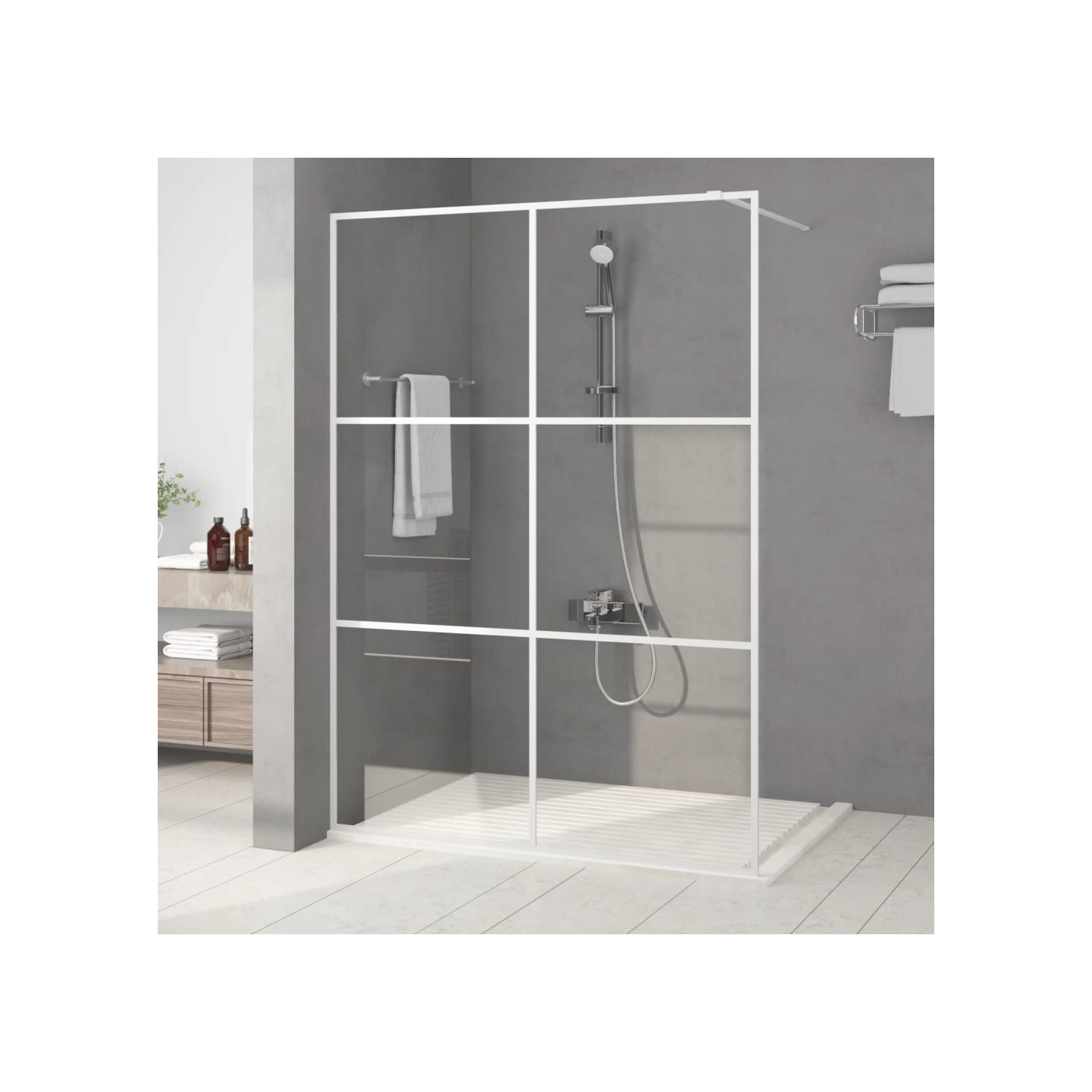 Paroi de douche Blanc 140x195 cm Verre ESG transparent