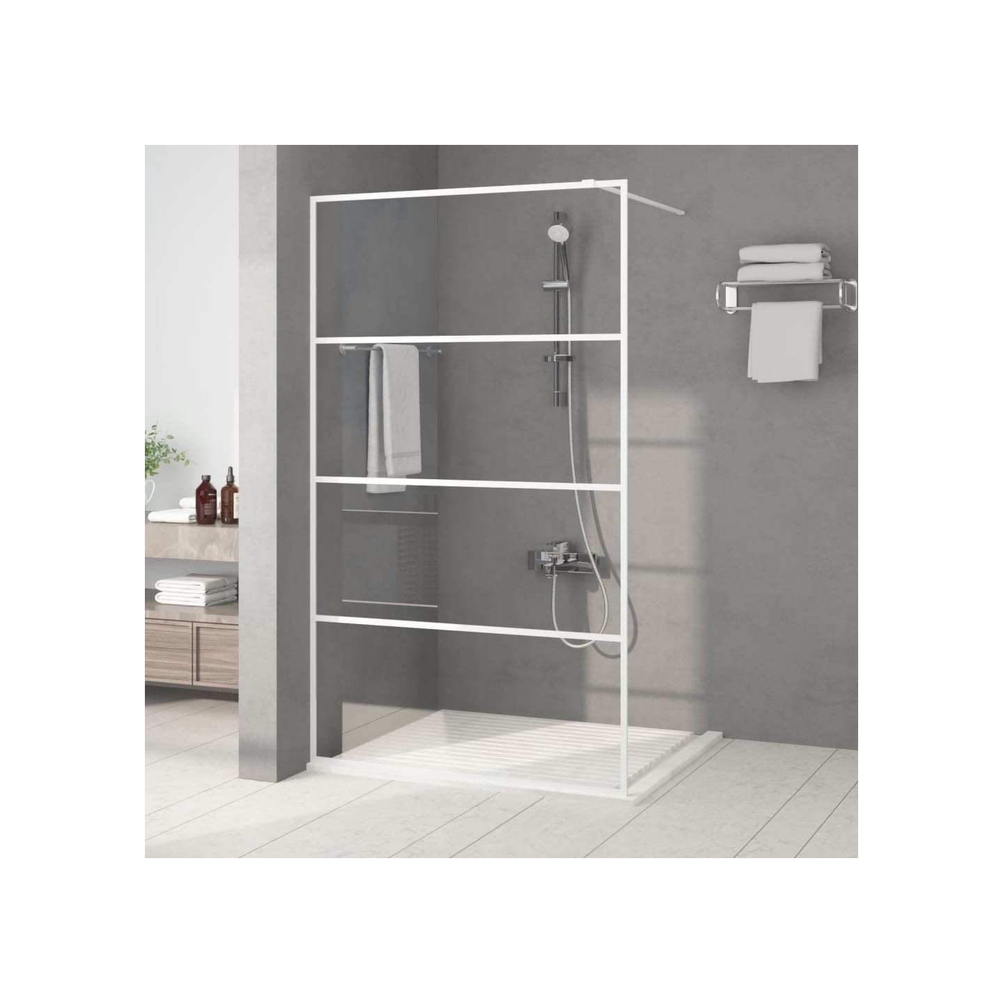 Paroi de douche Blanc 115x195 cm Verre ESG transparent