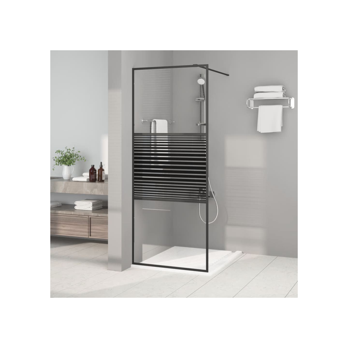 Paroi de douche Noir 80x195 cm Verre ESG transparent