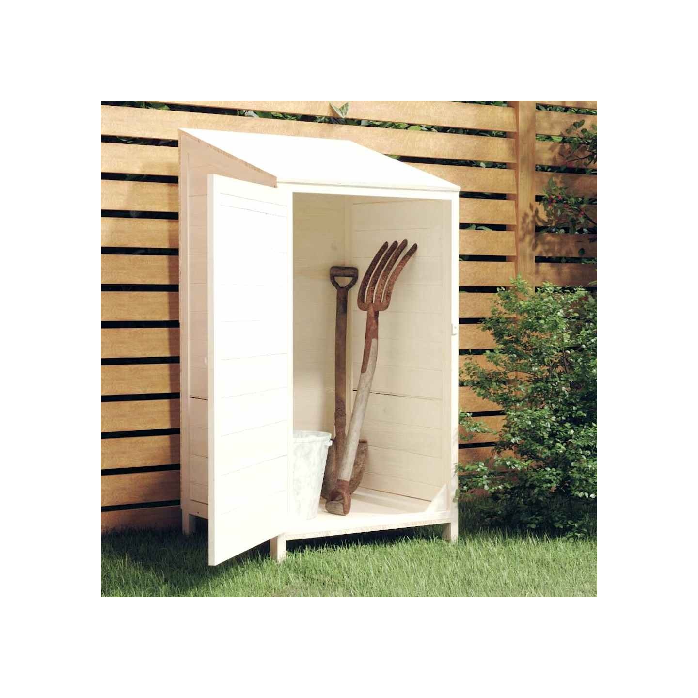 Remise de jardin Blanc 55x52x112 cm Bois de sapin solide