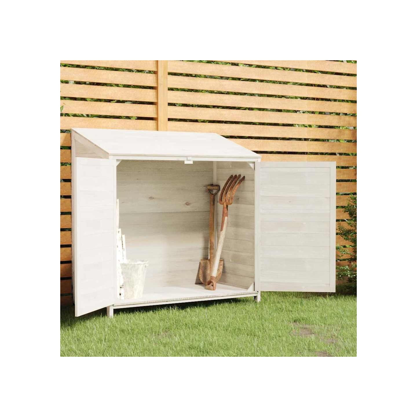Remise de jardin Blanc 102x52x112 cm Bois de sapin solide