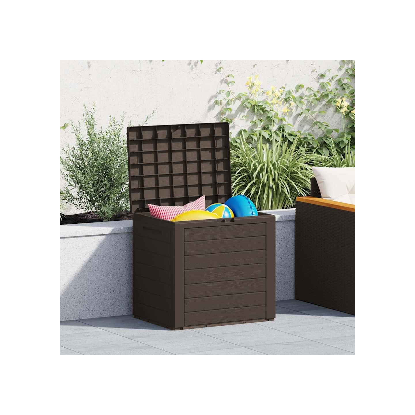 Boîte de stockage de jardin Marron 58,5x46x55 cm Polypropylène