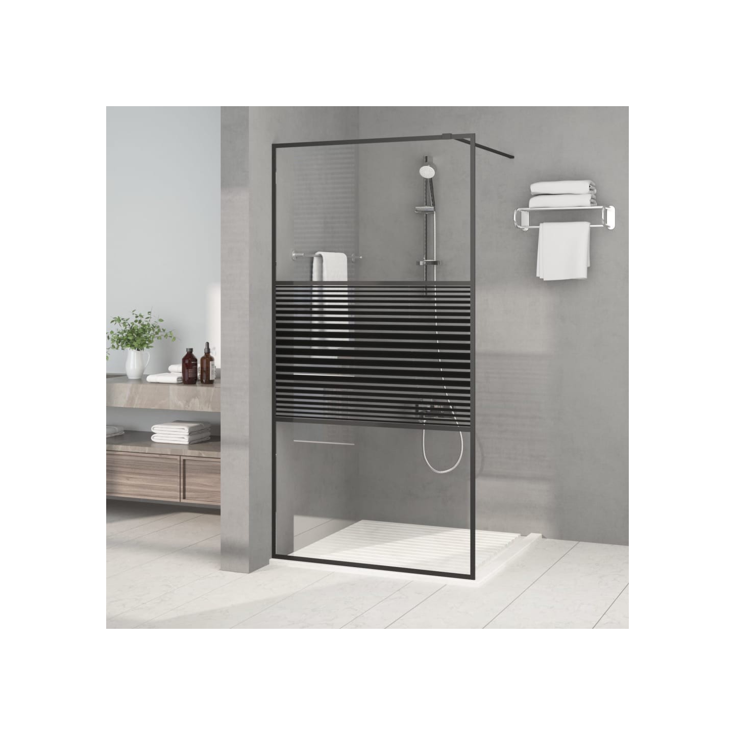 Paroi de douche Noir 100x195 cm Verre ESG transparent