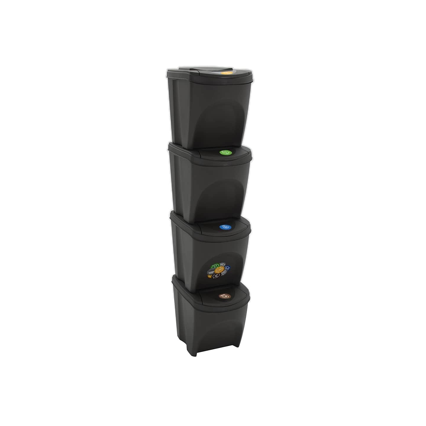 Poubelles à ordures empilables 4 pcs Gris 100 L Polypropylène