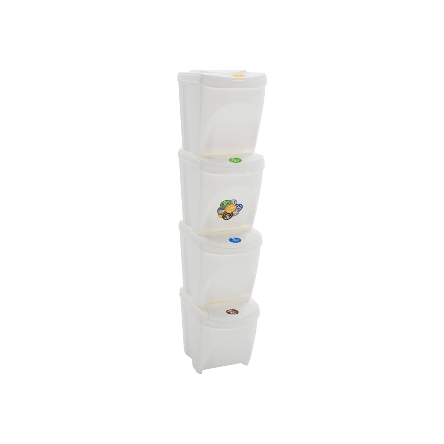 Poubelles à ordures empilables 4 pcs Blanc 100 L Polypropylène
