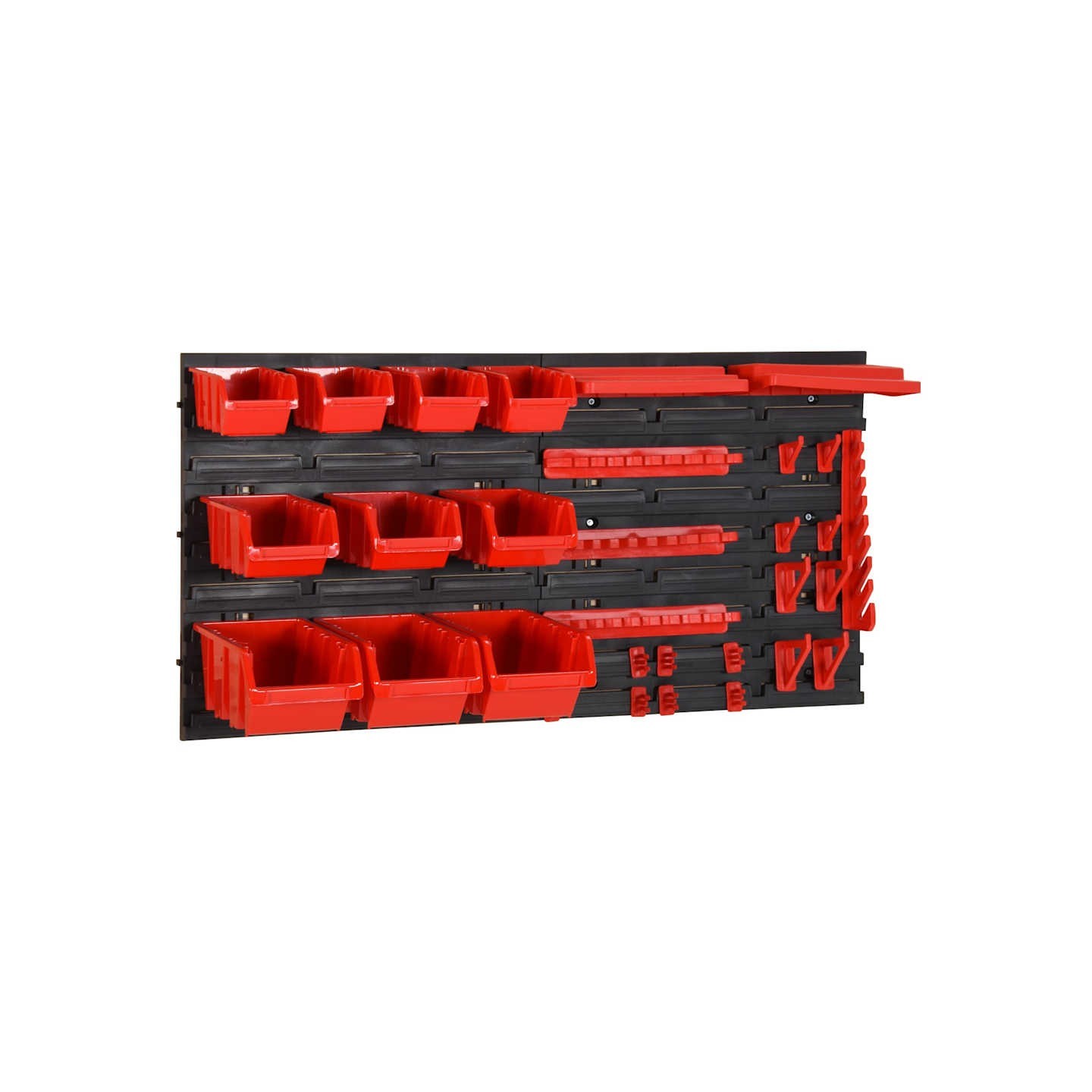 Ensemble d'étagères d'atelier 35 pcs Rouge et noir 77x39 cm PP