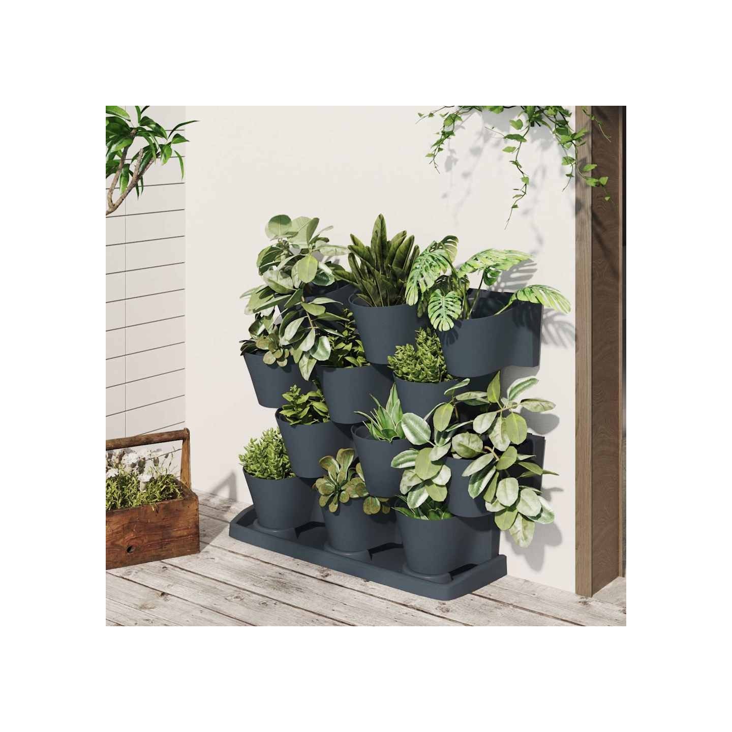 Ensemble de jardinières verticales 12 pcs Anthracite PP