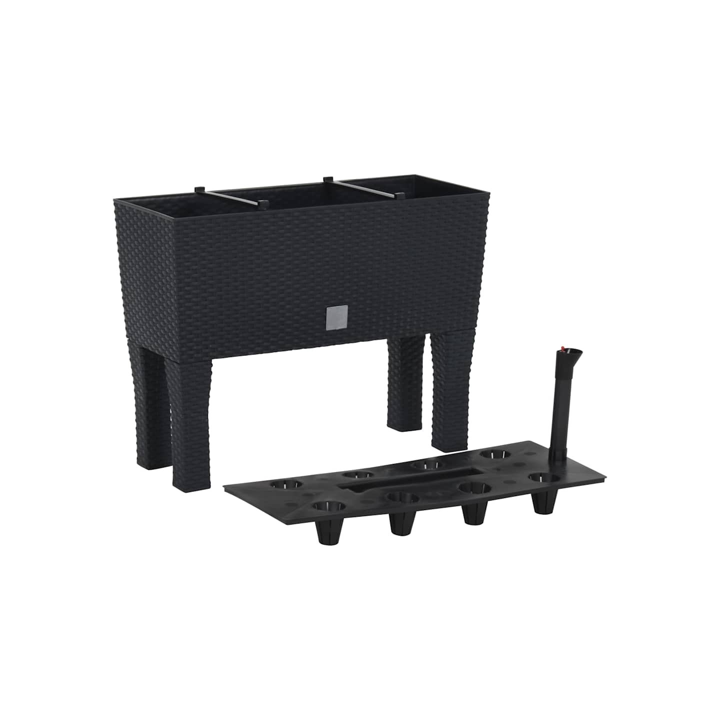 Lit surélevé de jardin Anthracite 60x25x46 cm PP Rotin